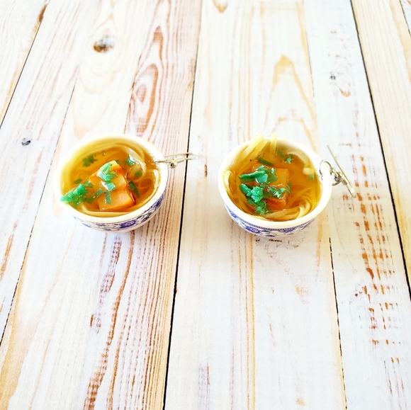 Chinese Takeout Fish Noodles Earrings Last 1! - Picture 5 of 6